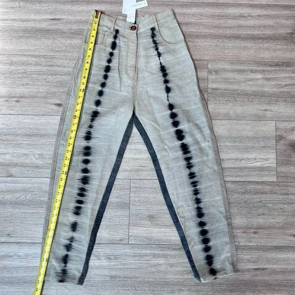 Saaksha‎ & Kinni Women's Blue Five Pocket Tie Dyed Color Block Jeans Small NWT